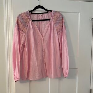 Boden Pink Relaxed Long Sleeve Blouse